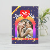 VIPミニマモダンリストパーソナライズ写真結婚の 招待状 (スタンド正面)