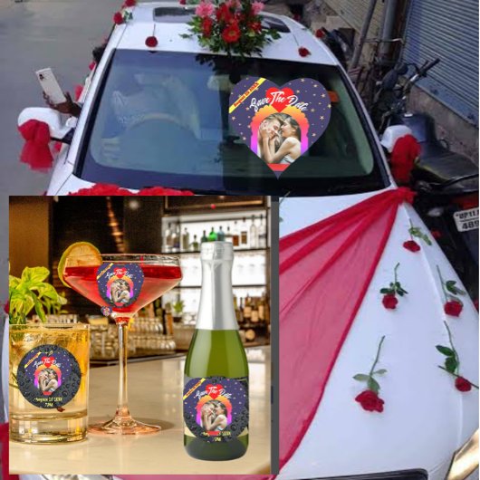 VIPモダンエレガントカスタム写真のステッ結婚カー ハートシール