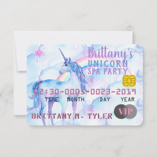VIPレインボーユニコーンスパ誕生日パーティー 招待状 (正面)