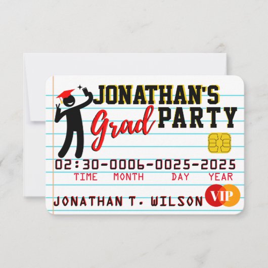 VIP電話写真卒業パーティクレジットカード 招待状 (正面)