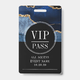 VIP オールアクセスイベント メタリック ネイビー ゴールド アゲート バッジ