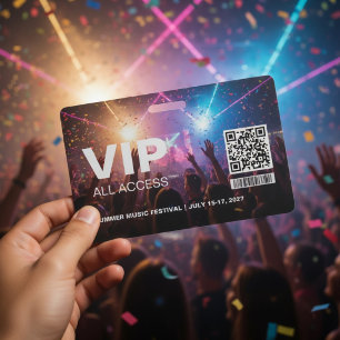 VIP オールアクセスパスバッジ テンプレート (QRコード付き) バッジ