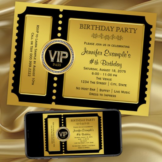VIP ゴールデンチケット 誕生日パーティー 招待状