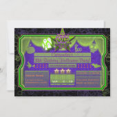 VIP ハロウィン 緑と紫のグロー バースデーパーティー 招待状 (正面)