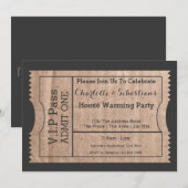 VIP パス ハウスウォーミング カードボード テーマのチケット 招待状 (正面/裏面)