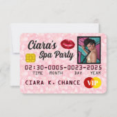 VIP ピンクグリッター 写真 パーティー クレジットカード 招待状 (正面)