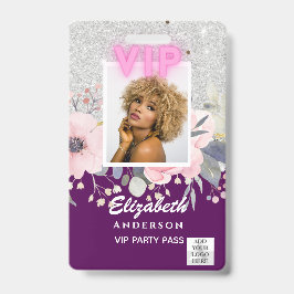 VIP フォトID - パーティー、フェスティバル、イベント グリッター グラム バッジ