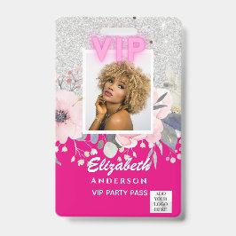VIP フォトID - パーティー、フェスティバル、イベント グリッター グラム バッジ