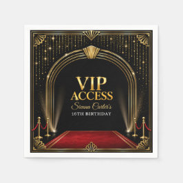 VIP レッドカーペット ハリウッド ゴールド バースデーペーパーナプキン スタンダードカクテルナプキン