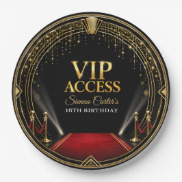 VIP レッドカーペット ハリウッド ゴールド バースデー ペーパー ペーパープレート