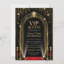 VIP レッドカーペット ハリウッド ゴールド 誕生日 インビテーション
