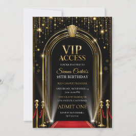VIP レッドカーペット ハリウッド ゴールド 誕生日 インビテーション