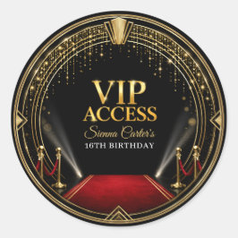 VIP レッドカーペット ハリウッド ブラックゴールド バースデー ラウンドシール