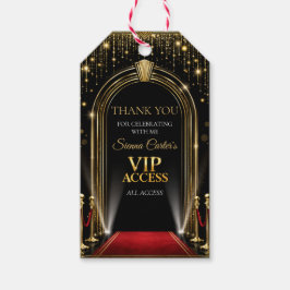 VIP レッドカーペット ハリウッド ブラックゴールド 誕生日パーティー ギフトタグ