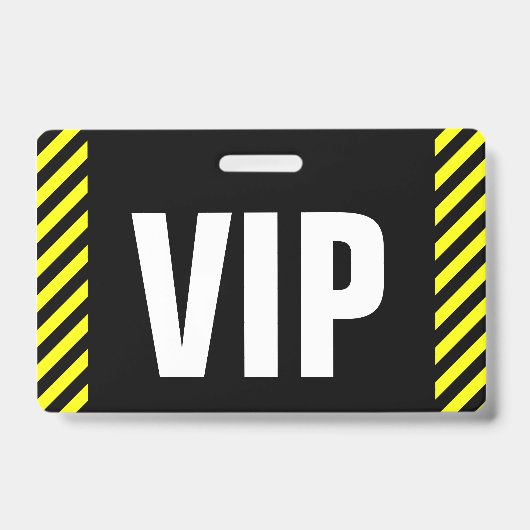 "VIP" + 黒と黄色のストライプ バッジ (正面)