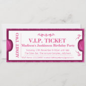 VIP 75歳の誕生日パーティー ピンク 白 招待状 (裏面)