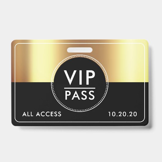 VIP All Access Event Metallic Gold Black バッジ (Back)
