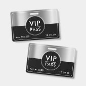 VIP All Access Event Metallic Silver Black バッジ (表裏)