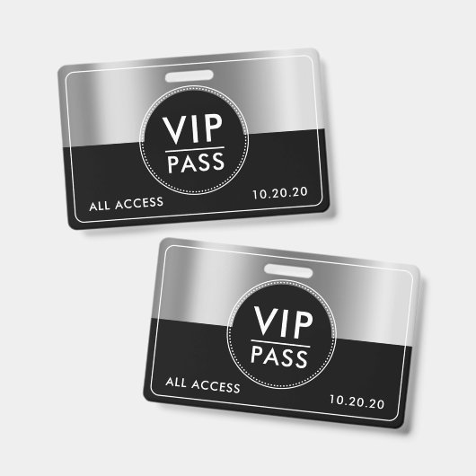 VIP All Access Event Metallic Silver Black バッジ (表裏)