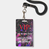 VIP All Access Name Consert ClubパーティーRed  バッジ (正面（ネックストラップ付）)