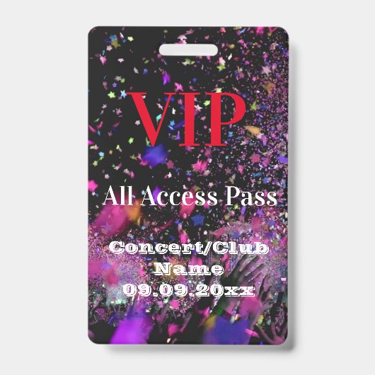 VIP All Access Name Consert ClubパーティーRed  バッジ (正面)