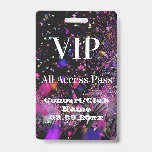 VIP All Access Name Photo Consert Clubパーティー バッジ (表面)