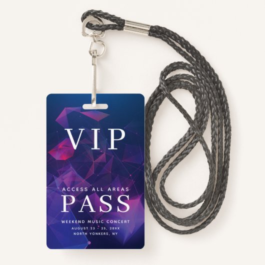 VIP All Access Pass屋外イベント幾何学的 バッジ (正面ランヤード)