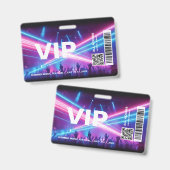 VIP All Access Pass Badge Template Neon Glow バッジ (正面＆裏面)