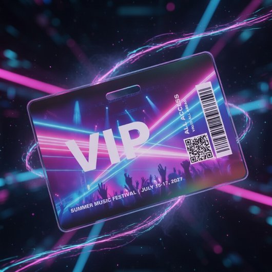 VIP All Access Pass Badge Template Neon Glow バッジ
