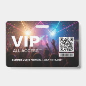 VIP All Access Pass Badge Template with QR Code  バッジ (正面)