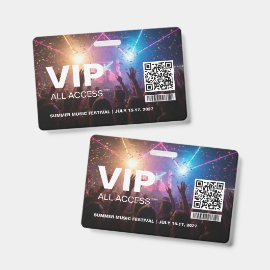VIP All Access Pass Badge Template with QR Code  バッジ (正面＆裏面)