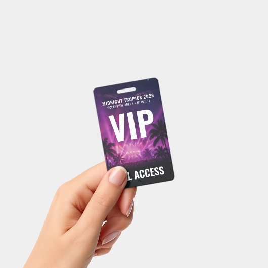VIP All Access Pass Minimalist Black Event Plastic バッジ (手持ち)