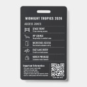 VIP All Access Pass Minimalist Black Event Plastic バッジ (裏面)