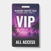 VIP All Access Pass Minimalist Black Event Plastic バッジ (正面)