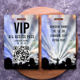 VIP All Access Pass QR Code Concert バッジ