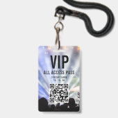 VIP All Access Pass QR Code Concert バッジ (正面（ネックストラップ付）)