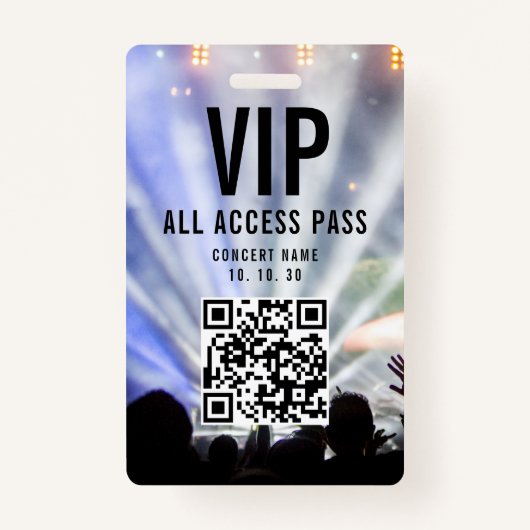 VIP All Access Pass QR Code Concert バッジ (正面)