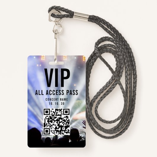 VIP All Access Pass QR Code Concert バッジ (正面ランヤード)