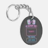 VIP Birthday Party Neon Squad Personalized Guest N キーホルダー (正面左)