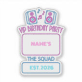 VIP Birthday Party Neon Squad Personalized Guest N シール (正面)