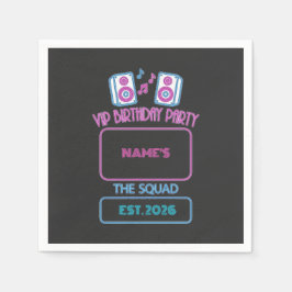 VIP Birthday Party Neon Squad Personalized Guest N スタンダードカクテルナプキン