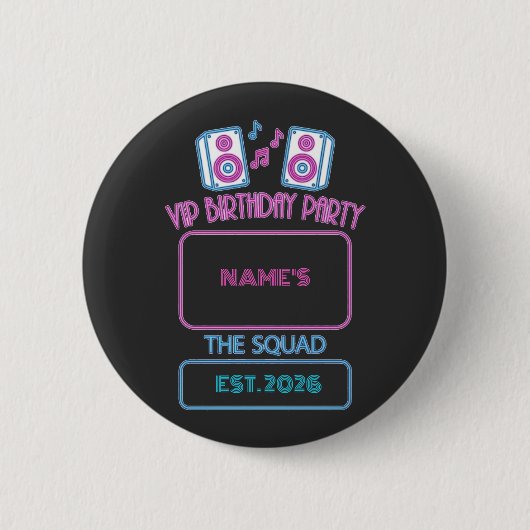 VIP Birthday Party Neon Squad Personalized Guest N 缶バッジ (正面)