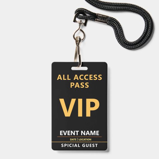 VIP Event Badge – All Access Pass Design バッジ (正面（ネックストラップ付）)