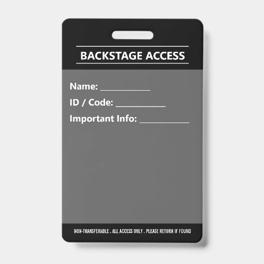 VIP Event Badge – All Access Pass Design バッジ (裏面)
