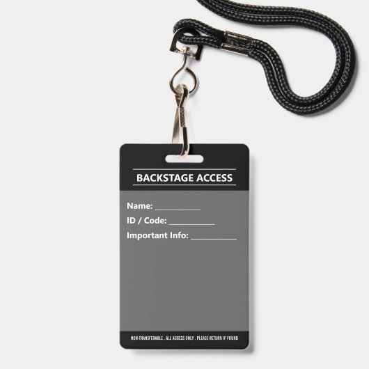 VIP Event Badge – All Access Pass Design バッジ (裏面（ネックストラップ付）)