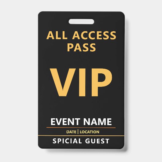VIP Event Badge – All Access Pass Design バッジ (正面)