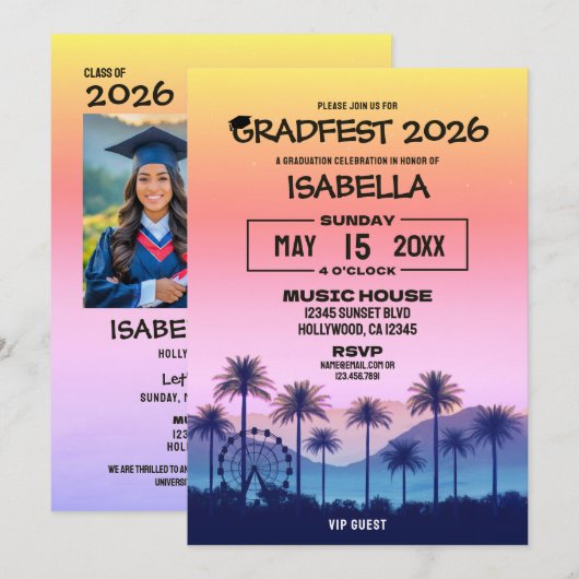 VIP Gradfest 2026 パーティー招待状 招待状 (正面/裏面)