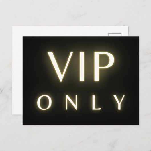 Vip only neon glowing luxe text design ポストカード (正面/裏面)