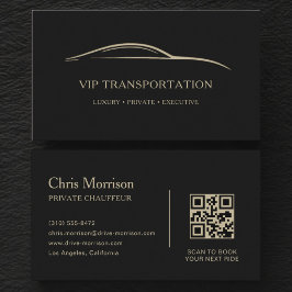 VIP Transportation QR Code Black & Gold 名刺