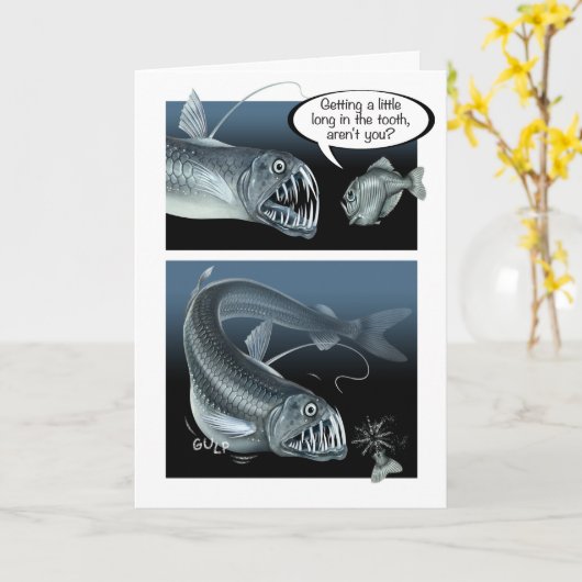Viperfish "Long in the Tooth"誕生日カード カード (黄色い花)
